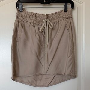 Casual Tan Mini Skirt with Drawstring